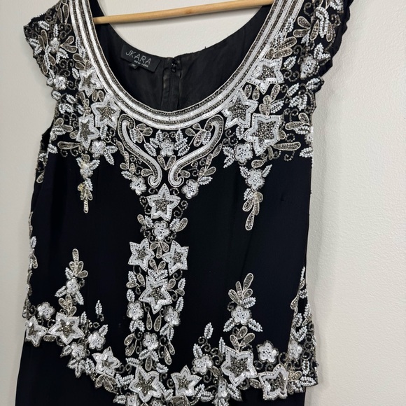 Jkara New York Beaded Embellished Cap Sleeve Long Gown 16 - Picture 3 of 12